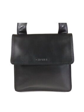 Chanel Square Shoulder Bag Black Leather Logo